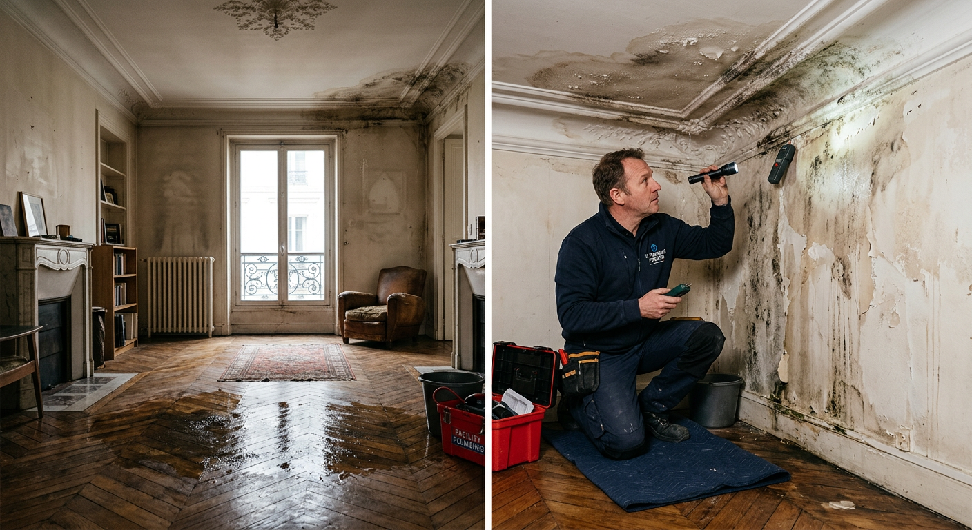 Intervention urgente dégât des eaux dans un appartement à Clichy
